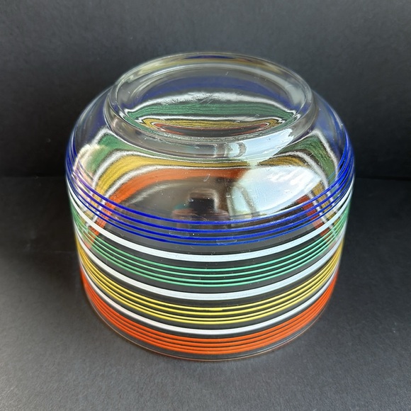 Rainbow Striped Glass Bowl Ice Bucket 6” EUC - Picture 10 of 14